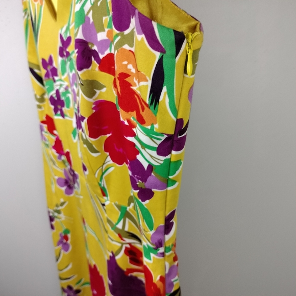 NWOT SPENSE Yellow Floral Fit & Flare Dress w/ Satin Lined Bodice Sz. 14 - Picture 5 of 11